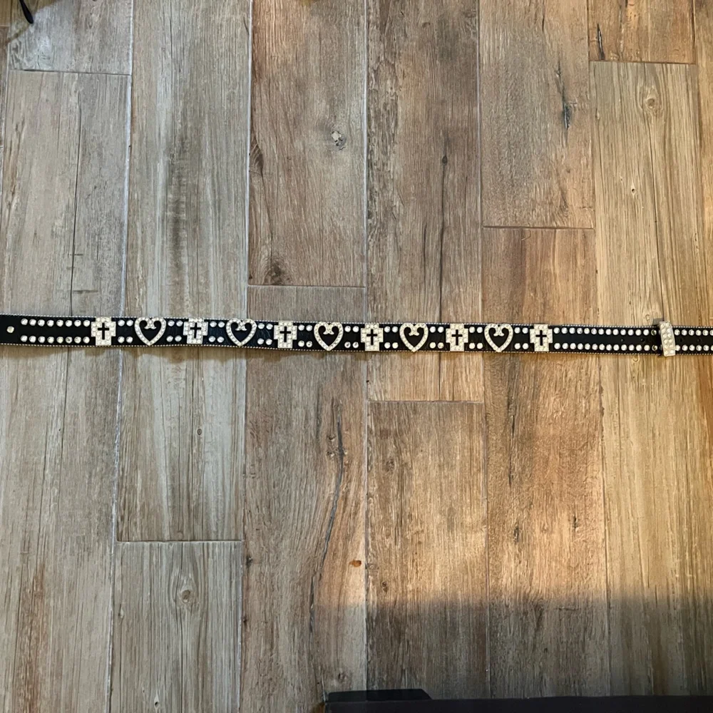 Black Belt with Heart and Cross Accents - Picture 1 of 3
